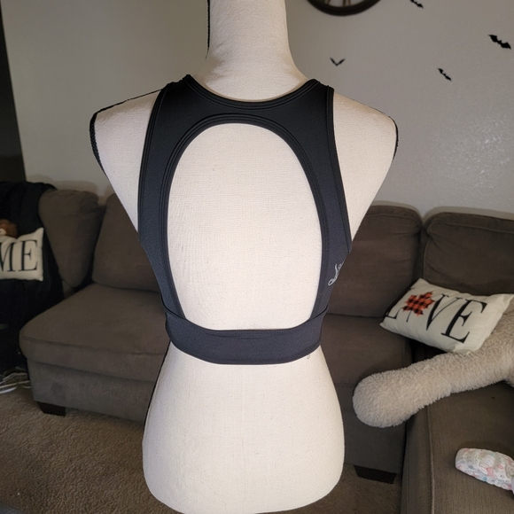 Corset Inspired Push-up Sports Bra with an Open Back Design-Jet Black - Picture 8 of 12